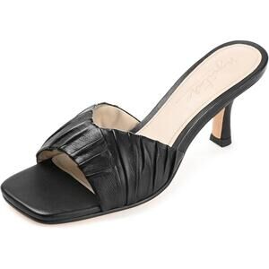 Journee Signature Women Juliette Stiletto Slide Sandals Size 10M Black Leather